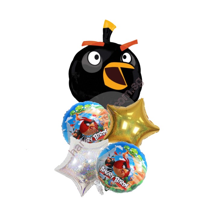 Black "Bomb" Angry Birds Balloon Bouquet Singapore